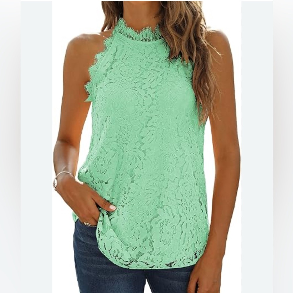 🌸 b4 Halife Women’s Halter Neck Lace Tank Top Sz Small (AA4)